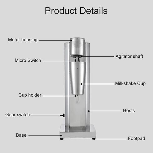 Commercial Electric Stainless Steel Milk Shake Machine,Single Heads Smoothie Malt Blender,Rotating Speed 18000 RPM,W/800Ml Stainless Steel Cup in Saudi Arabia