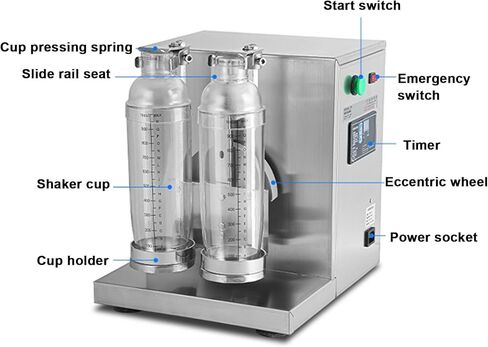 Automatic Bubble Tea Shaker Machine, Electric Double Frame Commercial Stainless Steel 340 R/MIN Shaking Machine 350ml - 1000ml Digital Timer 1-120 in Saudi Arabia