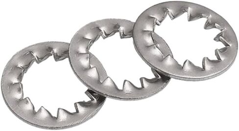 غسالات، غسالة مسطحة، غسالات قفل 50 قطعة من حشية الغسالة المسننة ذات الأسنان الداخلية، M3 إلى M10، زنك أبيض متعدد الأسنان مضاد للانزلاق (M3) in Kuwait