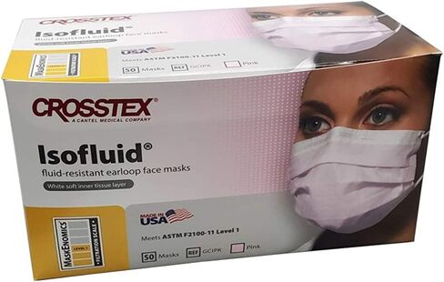 Crosstex CR-GCIPK Isofluid Earloop Mask Pink (Pack of 50) in Kuwait