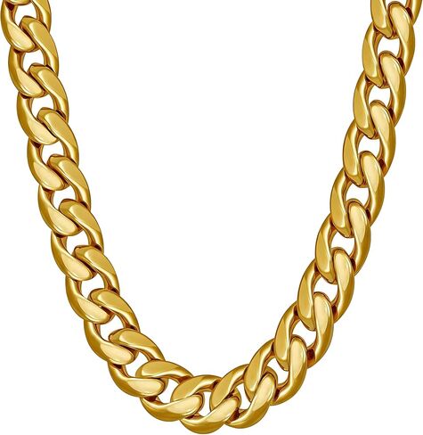 LIFETIME JEWELRY 9.5mm Miami Curb Open Cuban Link Chain Necklace 24k Gold Plated in Saudi Arabia