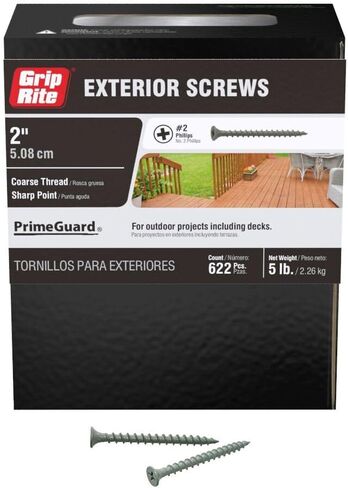 Grip-Rite PTN2S5 PG10 Polymer Coated #8 x 2 Coarse Thread Deck Screw, Gray, 5lb Box in Saudi Arabia