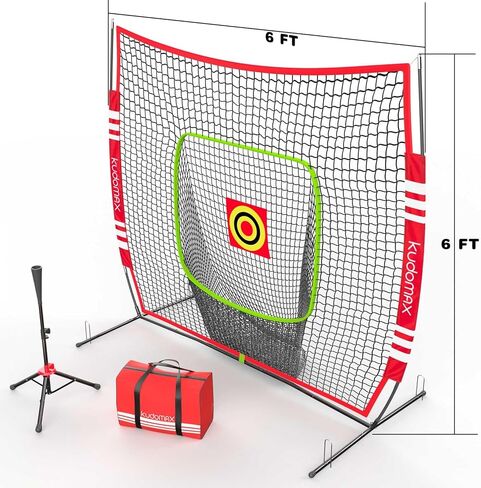 Baseball/Softball 6×6FT Kids Practice Net for Hitting & Pitching,Stable Bow Frame, Batting Tee, Target and Strike Zone for Throwing, Most Suitable for Kids and Teenager in Saudi Arabia
