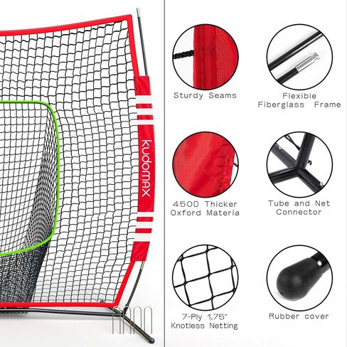 Baseball/Softball 6×6FT Kids Practice Net for Hitting & Pitching,Stable Bow Frame, Batting Tee, Target and Strike Zone for Throwing, Most Suitable for Kids and Teenager in Saudi Arabia