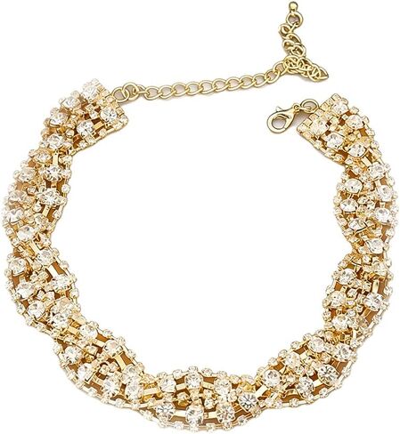 JWICOS Women Rhinestone Choker Necklace Silver Sparkly Necklace Crystal Necklace Chain Jewelry for Wedding Prom Party in Saudi Arabia