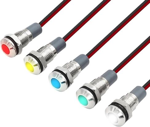 8MM Metal Signal Light FXB8F-LED Small Power Indicator Lamp Waterproof IP67 12V 24V 220V Red, Green，Yellow，White，Blue(RED 3-6VACDC) in Saudi Arabia