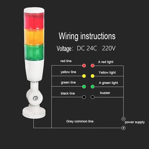 24V/220V LED Signal Pilot Light Indicator Warning Lamp 3 Color Fold Type Often Bright Buzzer Safety Tower Warning Lamp(24V) in Saudi Arabia