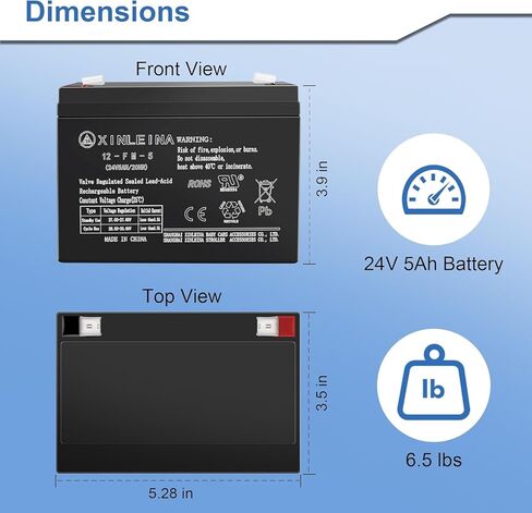 ANPABO 24V 7AH Battery for 24 Volt Ride on Cars Toys, 24V 7Ah Rechargeable Battery, Compatible with 24 Volt Ride-Ons in Kuwait