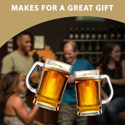 Lily's Home Set of 4 Unbreakable Classic Beer Mug 18.9oz each, Made of Shatterproof Plastic and Ideal for Indoor and Outdoor Use, Reusable in Saudi Arabia
