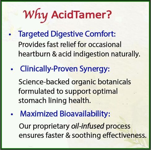 AcidRelief Acid Tamer | Promotes Stomach Comfort & Digestive Wellness* | Organic Herbal Blend for Gut Health* | 60 Capsules | Made in USA, USDA Organic, Vegan, Non-GMO, Gluten-Free in Kuwait