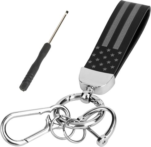Car Key Chain, Leather Car Keychains for Men, American Usa Flag Key Chains with Anti-Lost D-Ring in Saudi Arabia