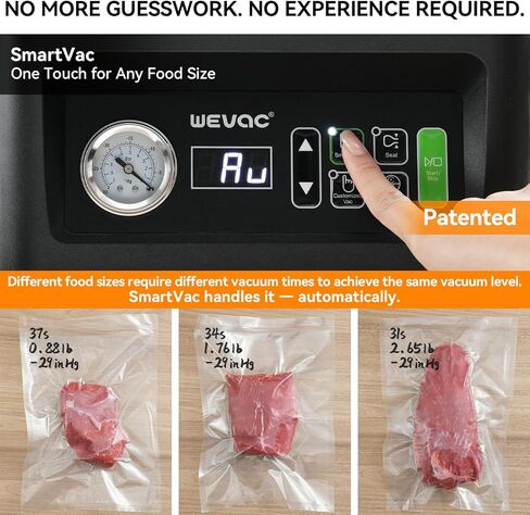 Wevac Chamber Vacuum Sealer, 12" Seal Bar, Auto Vacuum Time, Deep Chamber with Easy-Clean Design, Commercial-Grade for Meats, Liquids, Soups, Sous Vide & Mason Jars, CV12 Pro in Kuwait