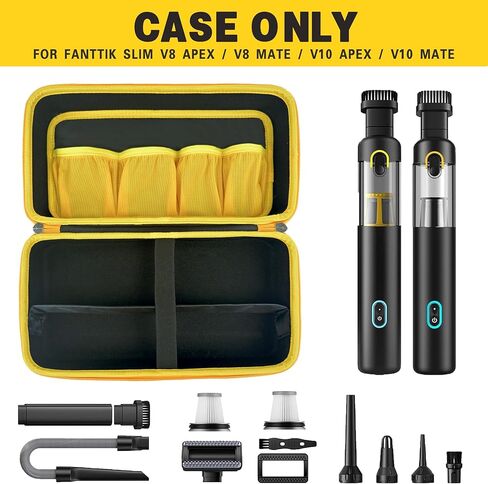 جراب Fanttik Slim V8 Apex/ V8 Mate/for Fanttik Slim V10 Apex/ V10 Mate مكنسة السيارة المحمولة اللاسلكية. وحدة تخزين صلبة محمولة مع مقسم قابل للإزالة وجيب شبكي للملحقات (الجراب فقط) in Kuwait