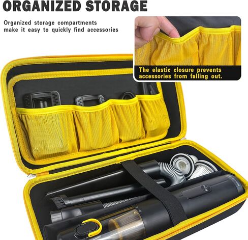 جراب Fanttik Slim V8 Apex/ V8 Mate/for Fanttik Slim V10 Apex/ V10 Mate مكنسة السيارة المحمولة اللاسلكية. وحدة تخزين صلبة محمولة مع مقسم قابل للإزالة وجيب شبكي للملحقات (الجراب فقط) in Kuwait