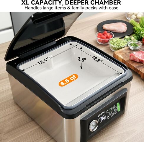 Wevac Chamber Vacuum Sealer, 12" Seal Bar, Auto Vacuum Time, Deep Chamber with Easy-Clean Design, Commercial-Grade for Meats, Liquids, Soups, Sous Vide & Mason Jars, CV12 Pro in Kuwait