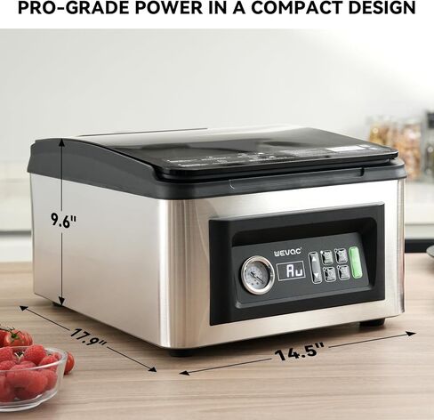 Wevac Chamber Vacuum Sealer, 12" Seal Bar, Auto Vacuum Time, Deep Chamber with Easy-Clean Design, Commercial-Grade for Meats, Liquids, Soups, Sous Vide & Mason Jars, CV12 Pro in Kuwait
