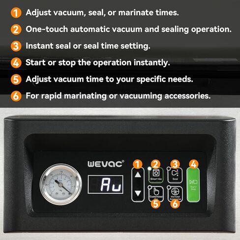 Wevac Chamber Vacuum Sealer, 12" Seal Bar, Auto Vacuum Time, Deep Chamber with Easy-Clean Design, Commercial-Grade for Meats, Liquids, Soups, Sous Vide & Mason Jars, CV12 Pro in Kuwait