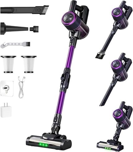 Cordless Stick Vacuum Cleaner, 300W Powerful Suction with HEPA Filter, Tangle-Resistant, Up to 40 Mins Runtime, Lightweight for Carpet, Hard Floor, Pet Hair in Saudi Arabia