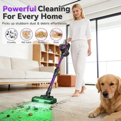 Cordless Stick Vacuum Cleaner, 300W Powerful Suction with HEPA Filter, Tangle-Resistant, Up to 40 Mins Runtime, Lightweight for Carpet, Hard Floor, Pet Hair in Saudi Arabia