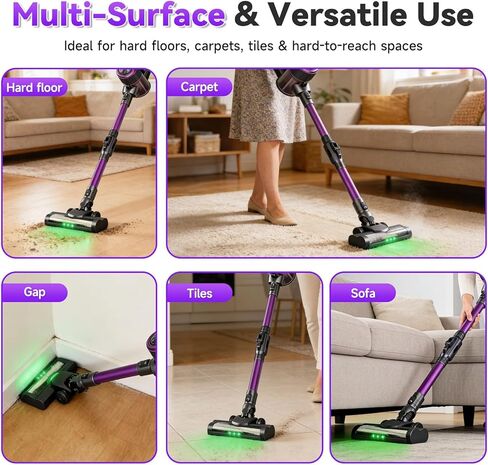 Cordless Stick Vacuum Cleaner, 300W Powerful Suction with HEPA Filter, Tangle-Resistant, Up to 40 Mins Runtime, Lightweight for Carpet, Hard Floor, Pet Hair in Saudi Arabia