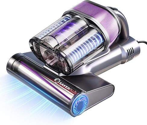 مكنسة كهربائية قوية للسرير من SakerPlus، مكنسة كهربائية للمرتبة 16 كيلو باسكال مع 36000 نبضة/الدقيقة و140 درجة فهرنهايت هواء دافئ، نظام إعصار 3 أكواب، شاشة ذكية، مكنسة كهربائية محمولة لشعر الحيوانات الأليفة على أريكة السرير in Kuwait