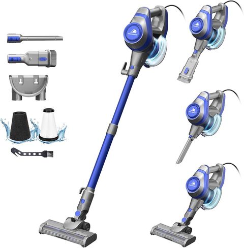 مكنسة كهربائية بسلك بطول 23 قدم من Intercleaner، مع مصابيح أمامية LED وكوب غبار كبير، شفط قوي للأرضيات الصلبة والسجاد، عصا قابلة للتعديل، مثالية لشعر الحيوانات الأليفة، تخزين مثبت على الحائط in Kuwait