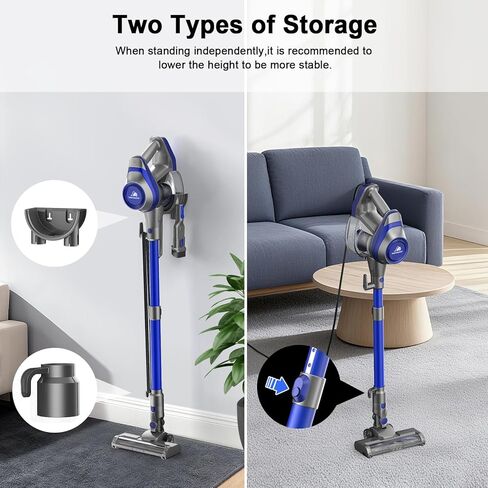 مكنسة كهربائية بسلك بطول 23 قدم من Intercleaner، مع مصابيح أمامية LED وكوب غبار كبير، شفط قوي للأرضيات الصلبة والسجاد، عصا قابلة للتعديل، مثالية لشعر الحيوانات الأليفة، تخزين مثبت على الحائط in Kuwait