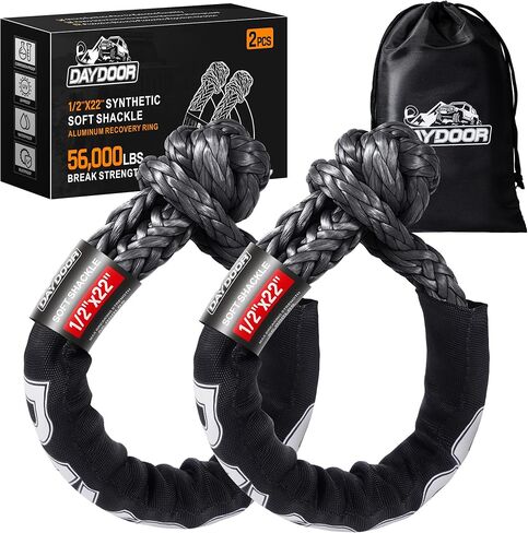 DAYDOOR 56,000 LBS Soft Shackle Recovery Kit, 1/2" x 22" (2-Pack) with 7075 Aluminum Snatch Ring, Winch Accessory for Jeep Wrangler, Bronco, 4Runner, Tacoma, ATV/UTV/Jeeps/SUVs, 4x4 Off-Road(Gray) in Kuwait