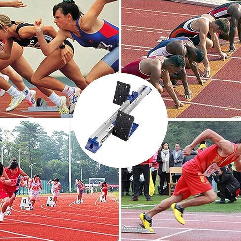 Track and Field Starting Blocks, Aluminum Alloy Competition Starting Blocks, Non Slip Track Pedals, 6 Angles Adjustment Wear Resistant Non Slip Rubber Pedal, Universal Starting Blocks for All Ages in Kuwait