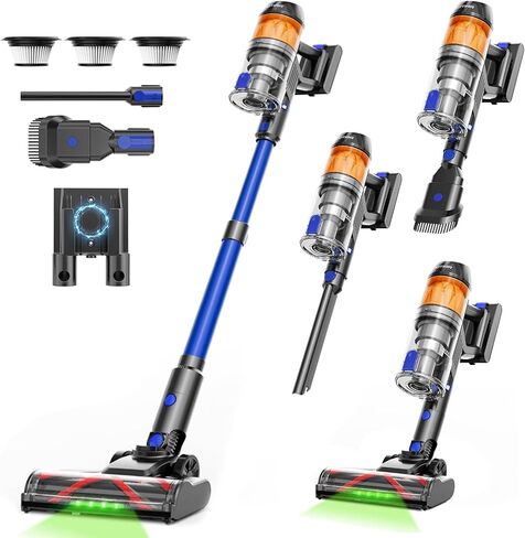 Cordless Vacuum Cleaner,500W 40KPa 60Mins Vacuum Cleaners for Home,Powerful Stick Vacuum With Green Light,Anti-tangle Wireless Vacumm, Rechargeable Vacuum for Pet Hair/Carpet/Hardwood Floor,Purple in Saudi Arabia
