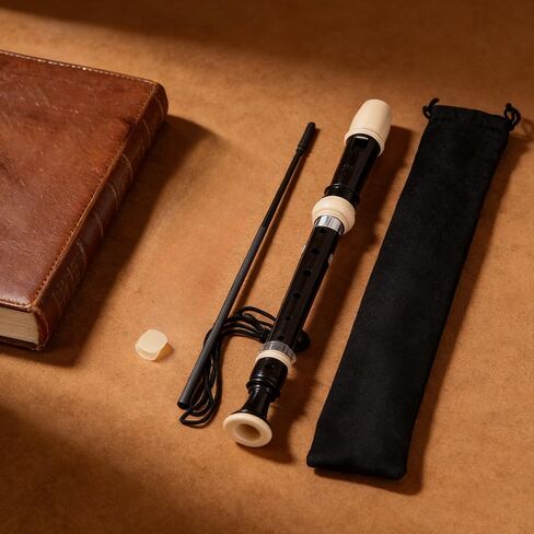 Soprano Recorder 8 Holes with Storage Bag Fingering Chart Cleaning Rod Finger Rest Strap and Lubricant for Daily Practice Home Use and Impromptu Sessions, Black in Saudi Arabia