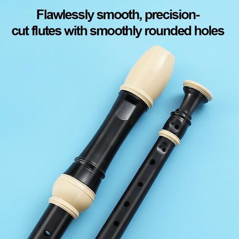 Soprano Recorder 8 Holes with Storage Bag Fingering Chart Cleaning Rod Finger Rest Strap and Lubricant for Daily Practice Home Use and Impromptu Sessions, Black in Saudi Arabia