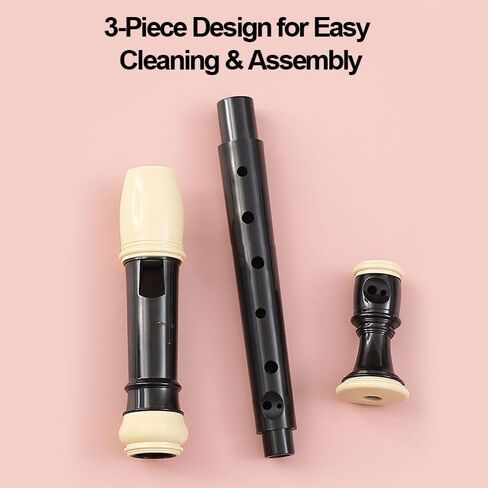 Soprano Recorder 8 Holes with Storage Bag Fingering Chart Cleaning Rod Finger Rest Strap and Lubricant for Daily Practice Home Use and Impromptu Sessions, Black in Saudi Arabia