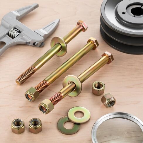 Hicarer 10 Sets 1/2'' x 6'' Hex Head Bolts Color Galvanized with Nylon Lock Nut and Large Size Washer Kit, Alloy Steel in Saudi Arabia