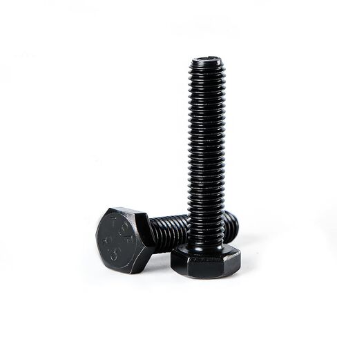 M10 x 20mm Hex Head Screws Bolts, 8.8 Grade Carbon Steel, Black Oxide Finish, Full Machine Thread, Right Hand External Hex Drive for Industrial & DIY, 10Pcs in Saudi Arabia