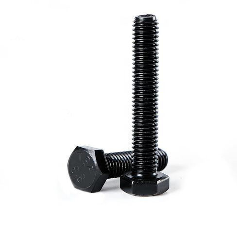 M10 x 20mm Hex Head Screws Bolts, 8.8 Grade Carbon Steel, Black Oxide Finish, Full Machine Thread, Right Hand External Hex Drive for Industrial & DIY, 10Pcs in Saudi Arabia