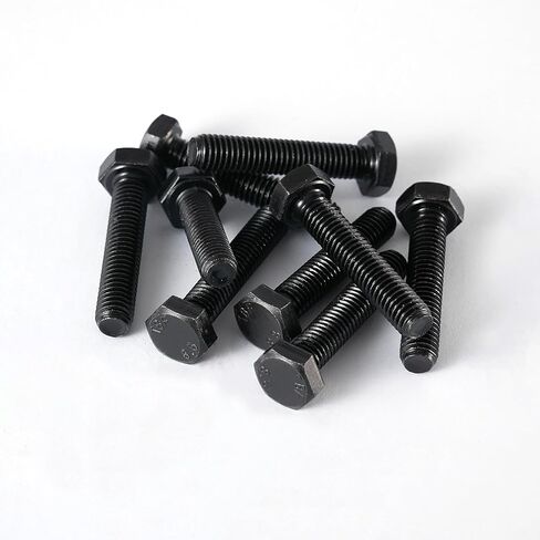 M10 x 20mm Hex Head Screws Bolts, 8.8 Grade Carbon Steel, Black Oxide Finish, Full Machine Thread, Right Hand External Hex Drive for Industrial & DIY, 10Pcs in Saudi Arabia
