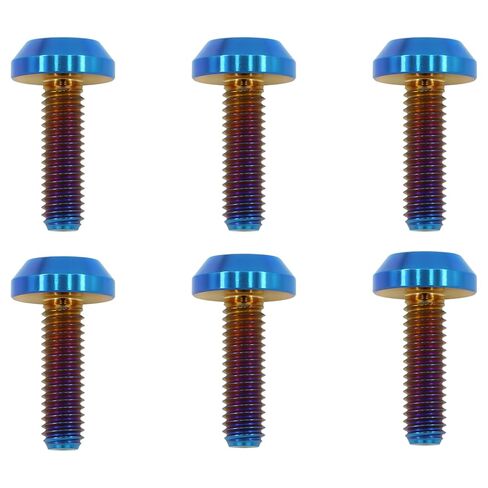 مسامير تيتانيوم M6X25mm، تصميم خفيف الوزن | مثالية للبيئات الرطبة/المالحة، مسامير سداسية M6 لفرجار فرامل الدراجات النارية وأنظمة فرامل الدراجات (6 قطع، أزرق محروق) in Kuwait