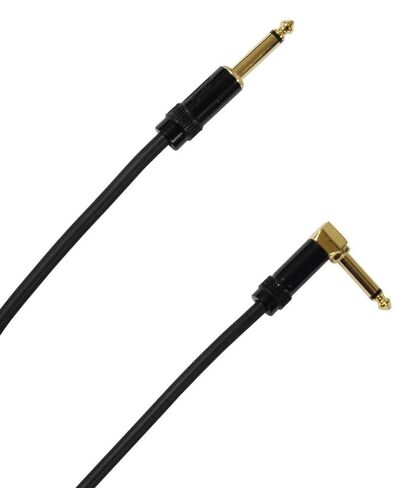 Audio2000'S E28112P1 12-Feet Gold-Plated 1/4-Inch TS Right Angle to Gold-Plated 1/4-Inch TS Straight Instrument/Audio/Stage/Patch/Recording Cable (One 12-Feet Cable) in Saudi Arabia