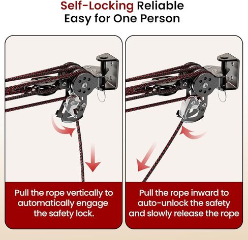 نظام رفع غطاء الشاحنة لسقف المرآب، رافعة مرآب ذكية ذات 4 نقاط ذاتية التسوية مع نظام رفع بكرة 8:1، رفع تخزين مرآب علوي سهل لشخص واحد لرف الشاحنة العلوي، 250 رطل in Kuwait