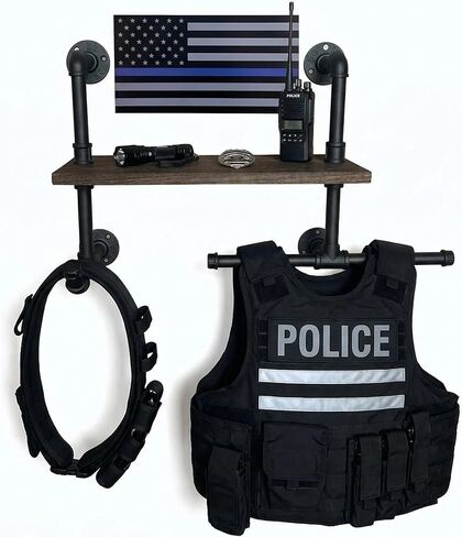 Heavy Duty Tactical Gear Rack Wall Mount Police Vest Hanger Plate Carrier Stand Storage Rack Display Stand for Police, Motorcycle, Cycling for Helmet, Belt, Football Suit (1) in Kuwait