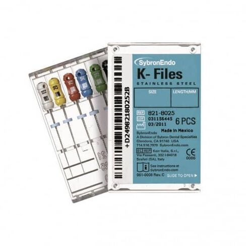 Kerr 821-8125 Stainless Steel K-File, Taper 0.02, Tip 45-80, Length 25 mm, Assorted (Pack of 6) in Kuwait