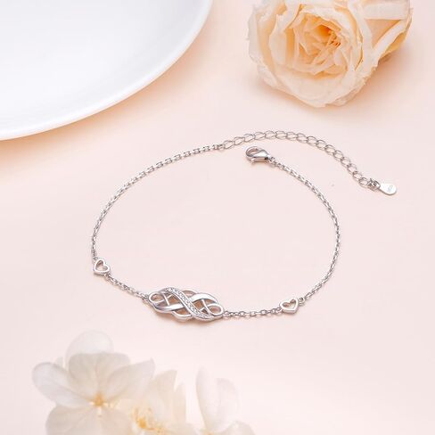 Irish Celtic Knot Bracelet 925 Sterling Silver Infinity Love Cubic Zirconia Trinity Knot Adjustable Bracelet for Women Birthday Christmas Gifts in Saudi Arabia