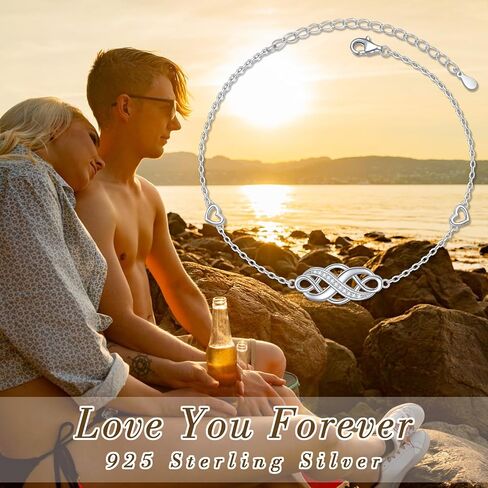 Irish Celtic Knot Bracelet 925 Sterling Silver Infinity Love Cubic Zirconia Trinity Knot Adjustable Bracelet for Women Birthday Christmas Gifts in Saudi Arabia