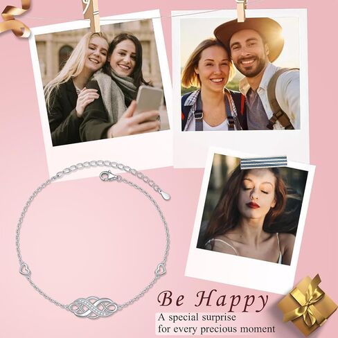 Irish Celtic Knot Bracelet 925 Sterling Silver Infinity Love Cubic Zirconia Trinity Knot Adjustable Bracelet for Women Birthday Christmas Gifts in Saudi Arabia