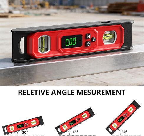 Digital Level 9-Inch, Torpedo Level and Protractor with Bright LED Display, Magnetic Base, Audio Indicator, IP54 Water Resistant for Construction Craftsman in Saudi Arabia
