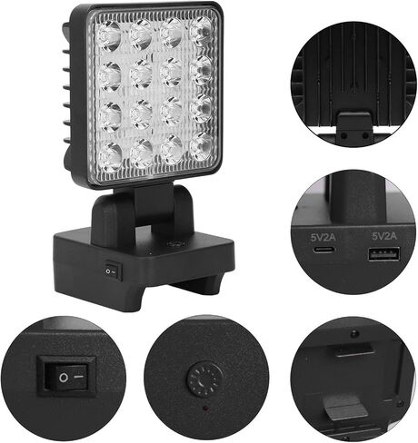 Fafeicy Portable LED Work Light Cordless Rechargeable LED Lamp with 330 Rotation USB A Type C Charging IP67 for Camping Hiking Vehicle Repair in Saudi Arabia