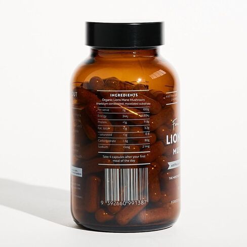 كبسولات الفطر Man's Mane | نمت الأسترالي | WH96 كلمات 697 FORMALESOLE FOOD | الطيف الكامل | تجميد تجميد | 120 كبسولات in Saudi Arabia