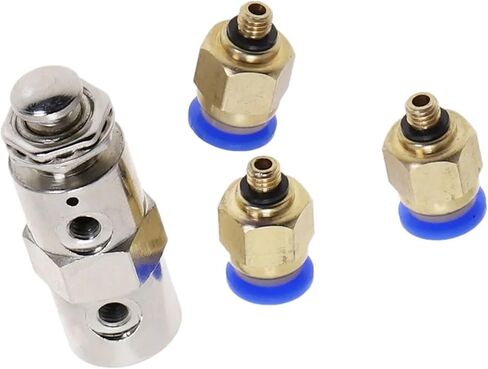 صمام العادم 2 موضع 5 طرق تشغيل/إيقاف M5 مفتاح ضغط على زر TAC-4P صمام ميكانيكي هوائي هوائي مع تركيبات (مع تركيب 6 مم) in Saudi Arabia