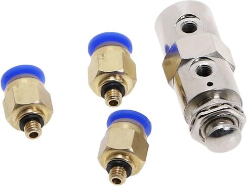 Exhaust valve 2 Position 5 Way ON/OFF M5 Thread Push button Switch TAC-4P Air Pneumatic Mechanical Valve w Fiittings(With 6mm Fitting) in Saudi Arabia